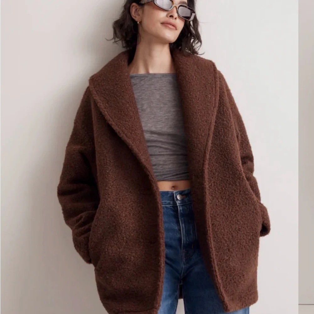 Madewell Pebbled Faux Shearling Shawl Collar Coat – Size M | Cozy Cottage - Picture 12 of 15